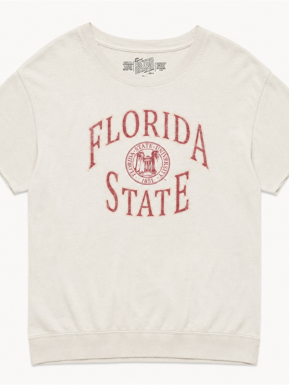 Original Retro Brand Cream Short-Sleeve Tee with Faded Red Florida State Graphic